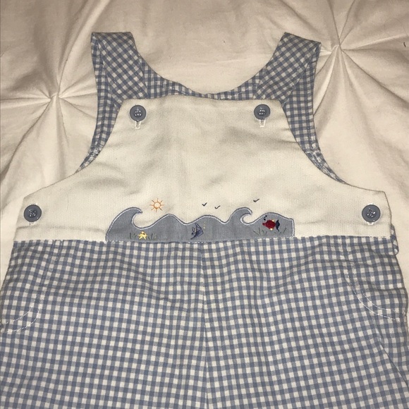 Luli & Me Blue Check Sunsuit - Picture 2 of 4